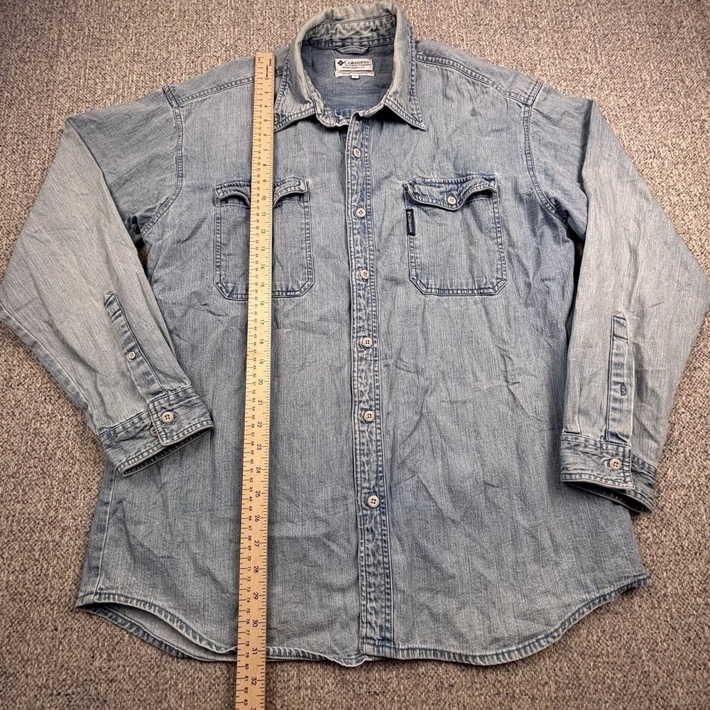 Columbia Denim Button Up Shirt Mens Large 100% Cotton Blue Workwear - Picture 4 of 6